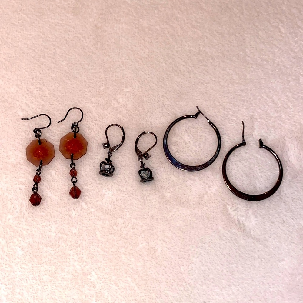 Dark Chrome Finish Earring Bundle